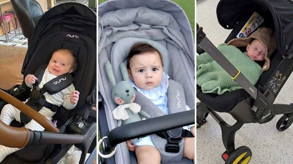 Lightweight stroller with canopy and storage basket for family outings